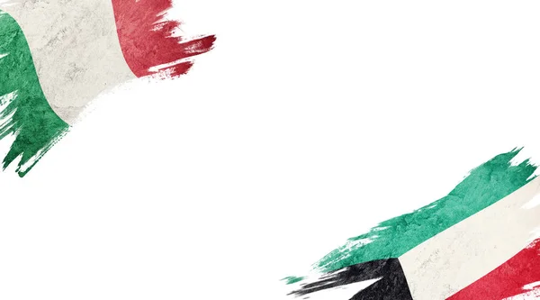 Flaggen von Italien und Kuwait auf weißem Hintergrund — Stockfoto